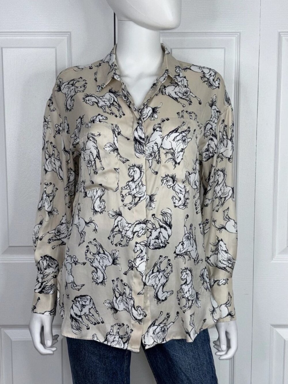 MANGO women's blouse with horses small
